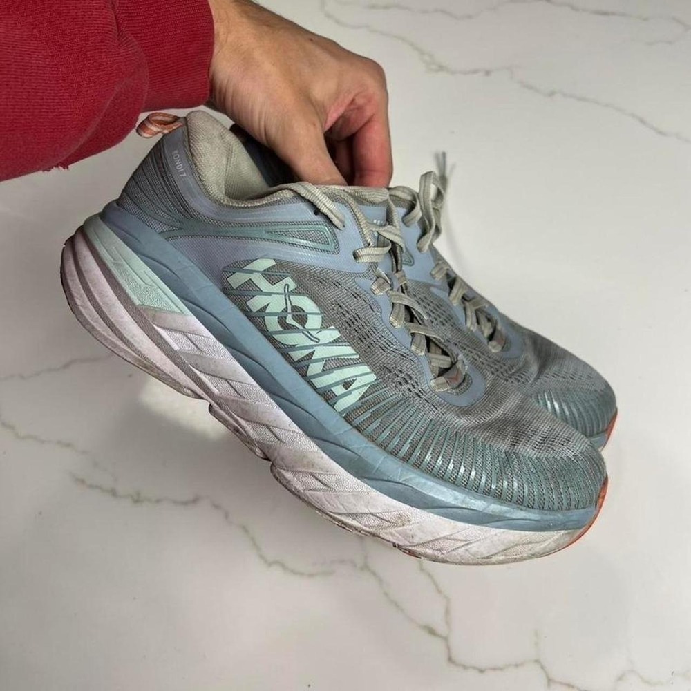 Hoka Bondi 7 Running Shoes Womens 7D Wide Blue Fog 1110531 BFBG